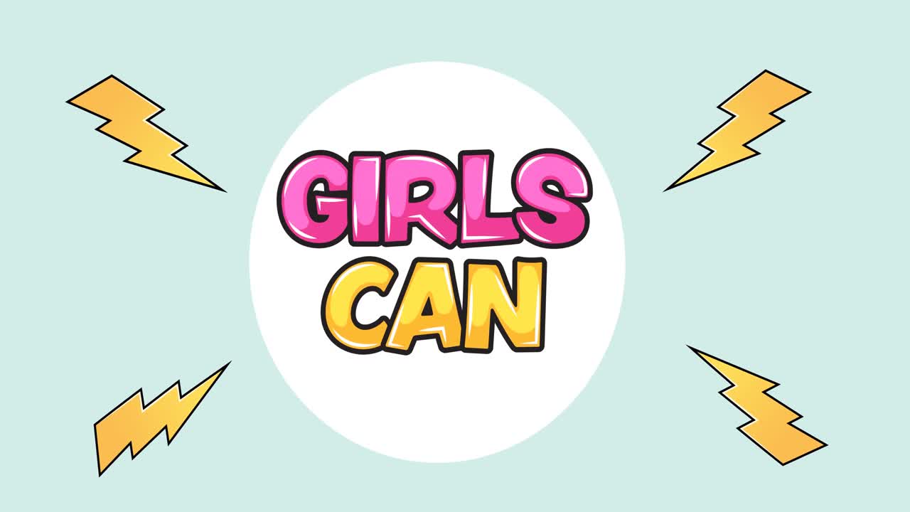 소녀들의 애니메이션은 문자, 번개를 통해