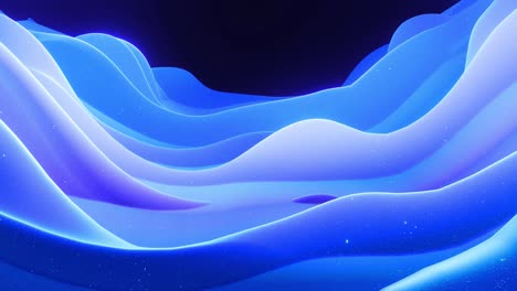 hermosa superficie 3d abstracta con chispas de brillo, ondas 3d abstractas se ejecutan en la superficie en bucle. gradiente azul, material mate suave con brillo interno ligero. animación 4k suavemente