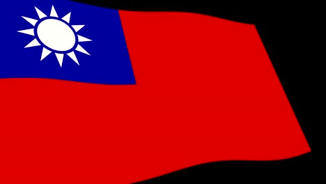 taiwan flag slow waving in perspective, animation 4k footage