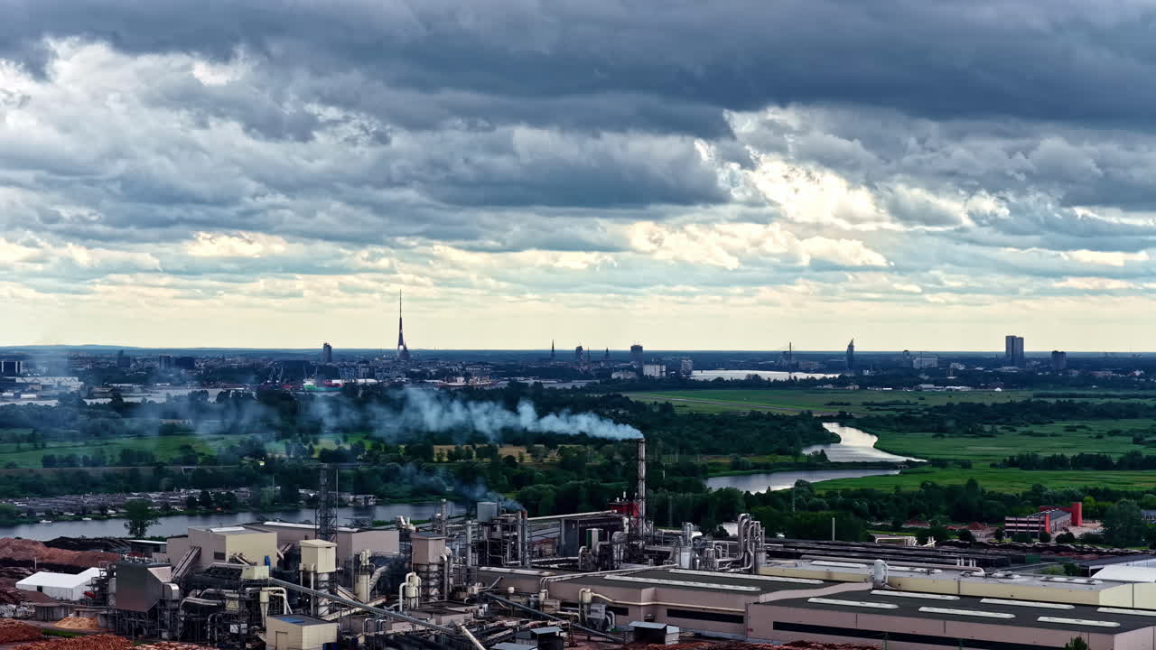 Random gas factory un Riga, Latvia. Aerial view