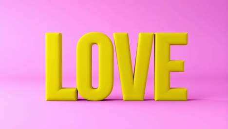 3d yellow love text on pink background