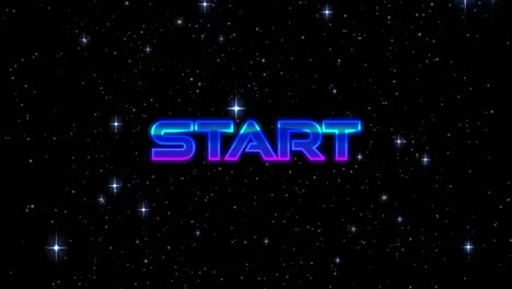 digital animation of start text against shining stars on black background