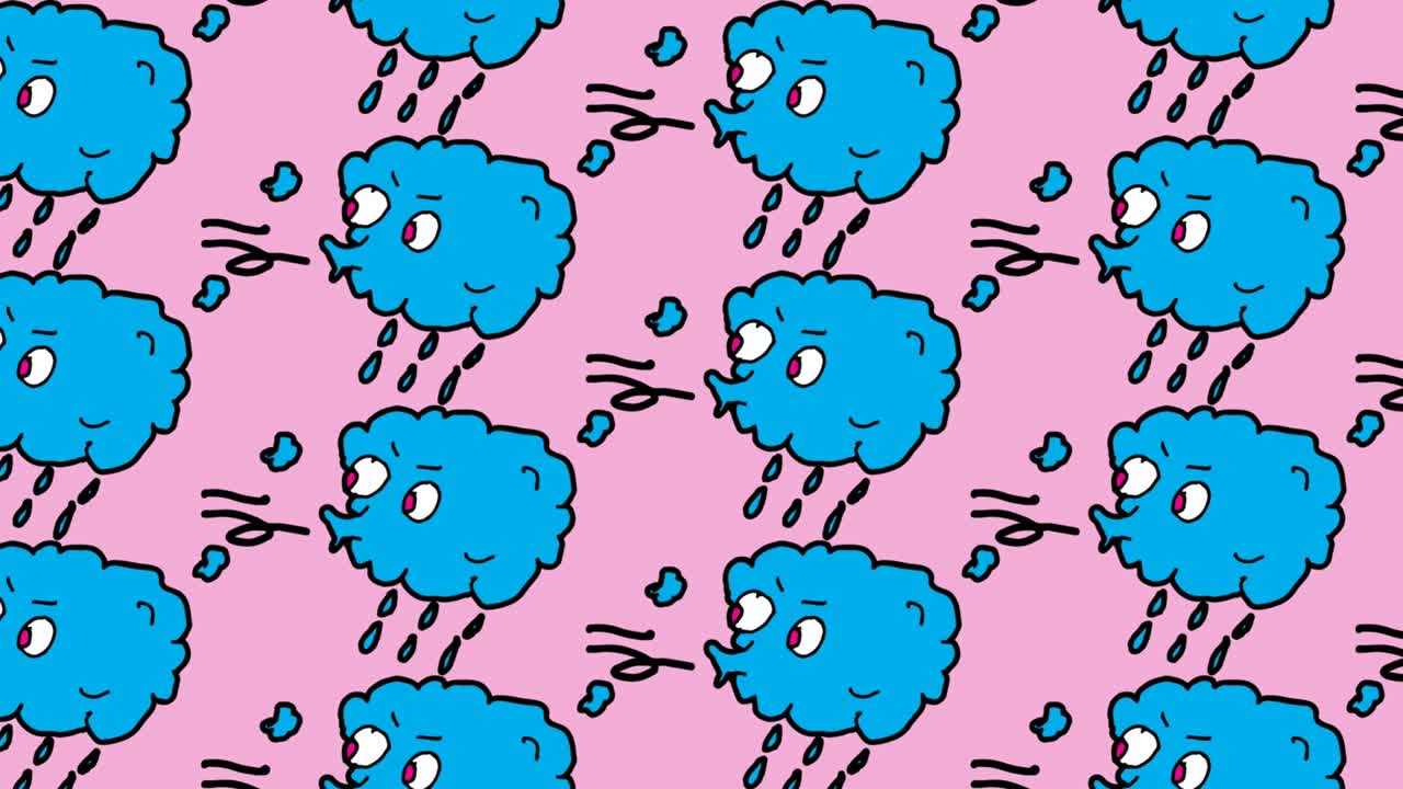 kids drawing pop art seamless background with theme of rain storm