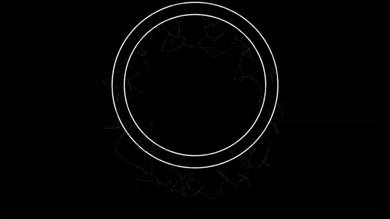 검은 바탕 위의 원과 연결의 움직이는 네트워크의 애니메이션