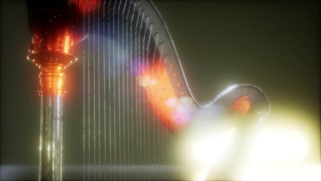 Harp-instrument-in-dark-with-bright-lights