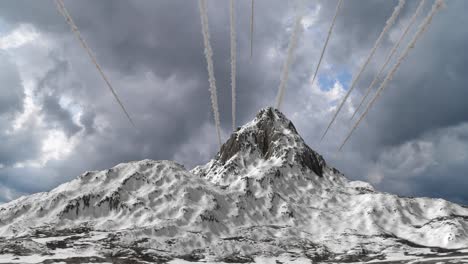 missile attack on a snowy mountain