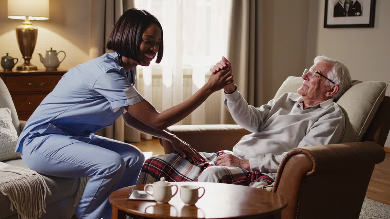 Nurse Caring for Elderly Patient at Home