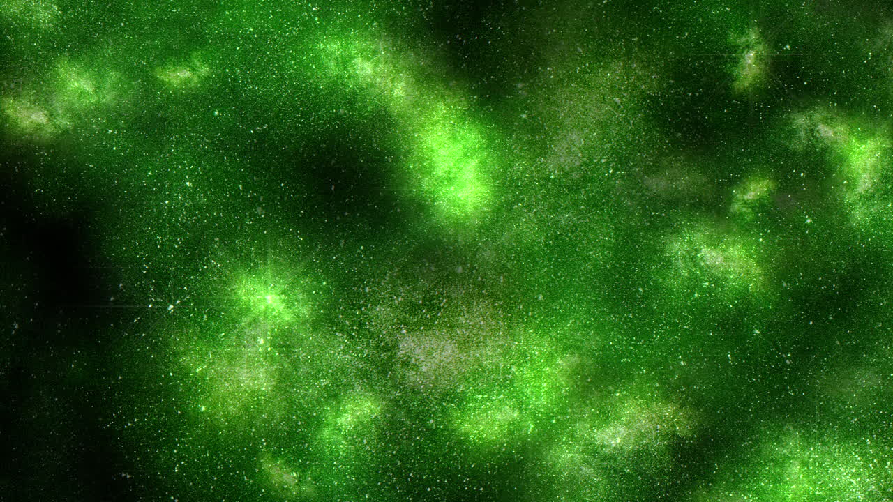 brillos verdes y estrellas en el espacio