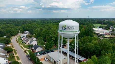 holly springs north carolina water tower aerial fly over