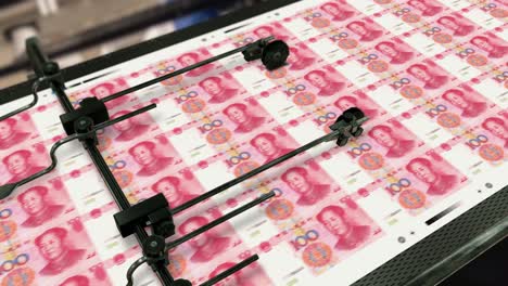 loopable chinese currency - 100 chinese yuan - printing money - 4k