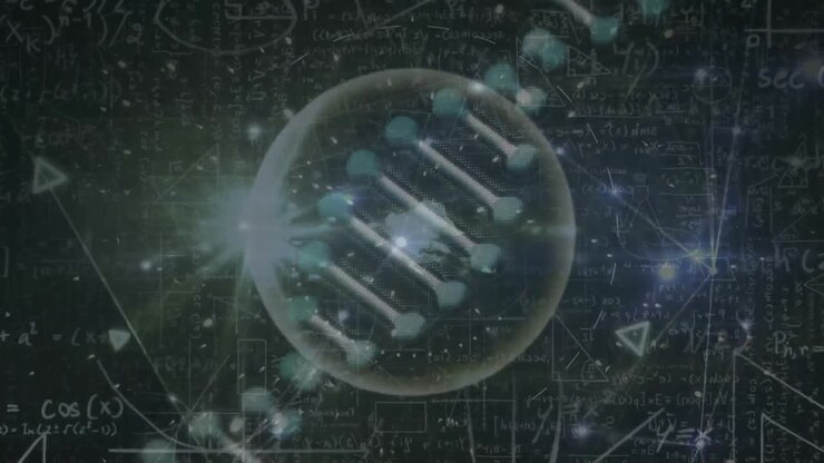 Animazione di una rete di connessioni su DNA e elaborazione di dati scientifici