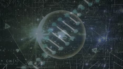 Animation-Des-Netzwerks-Von-Verbindungen-über-DNA-Und-Wissenschaftliche-Datenverarbeitung