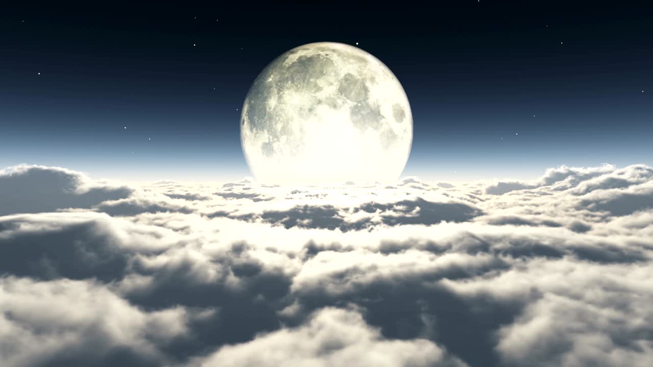 구름과 달에서 날아가는 꿈 4k