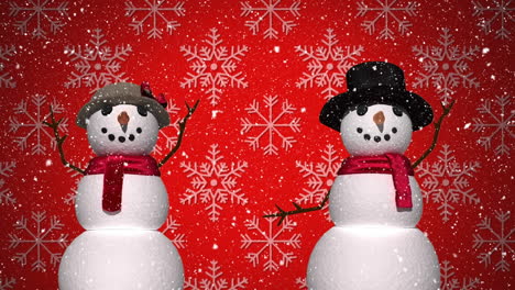 animation of two snowmen waving