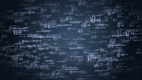 camera flying through math formulas green screen loop animation background.