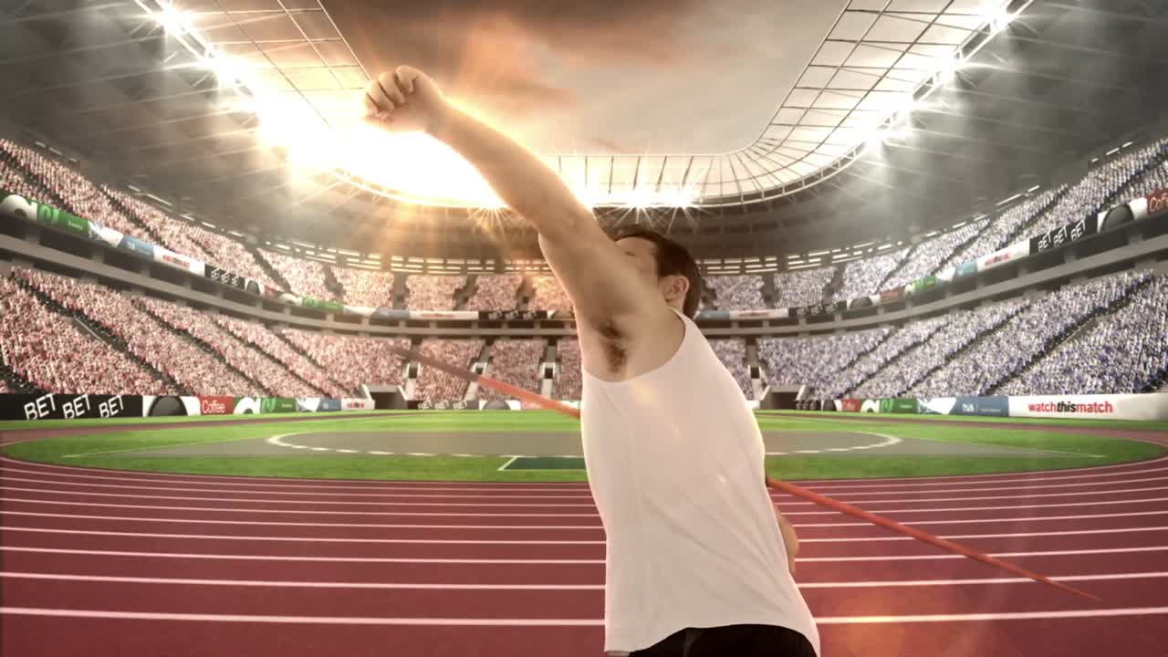 Male athlete throwing the javelin