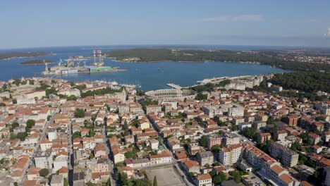 panorama of the seafront city of pula in istrian peninsula