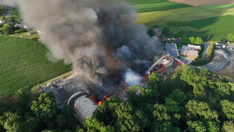 Massive-damage-following-gas-explosion,-buildings-destroyed