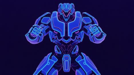 futuristic robotic warrior: a stunningly designed, high-tech mechanical guardian emitting vibrant neon lights with an imposing stance and intricate features
