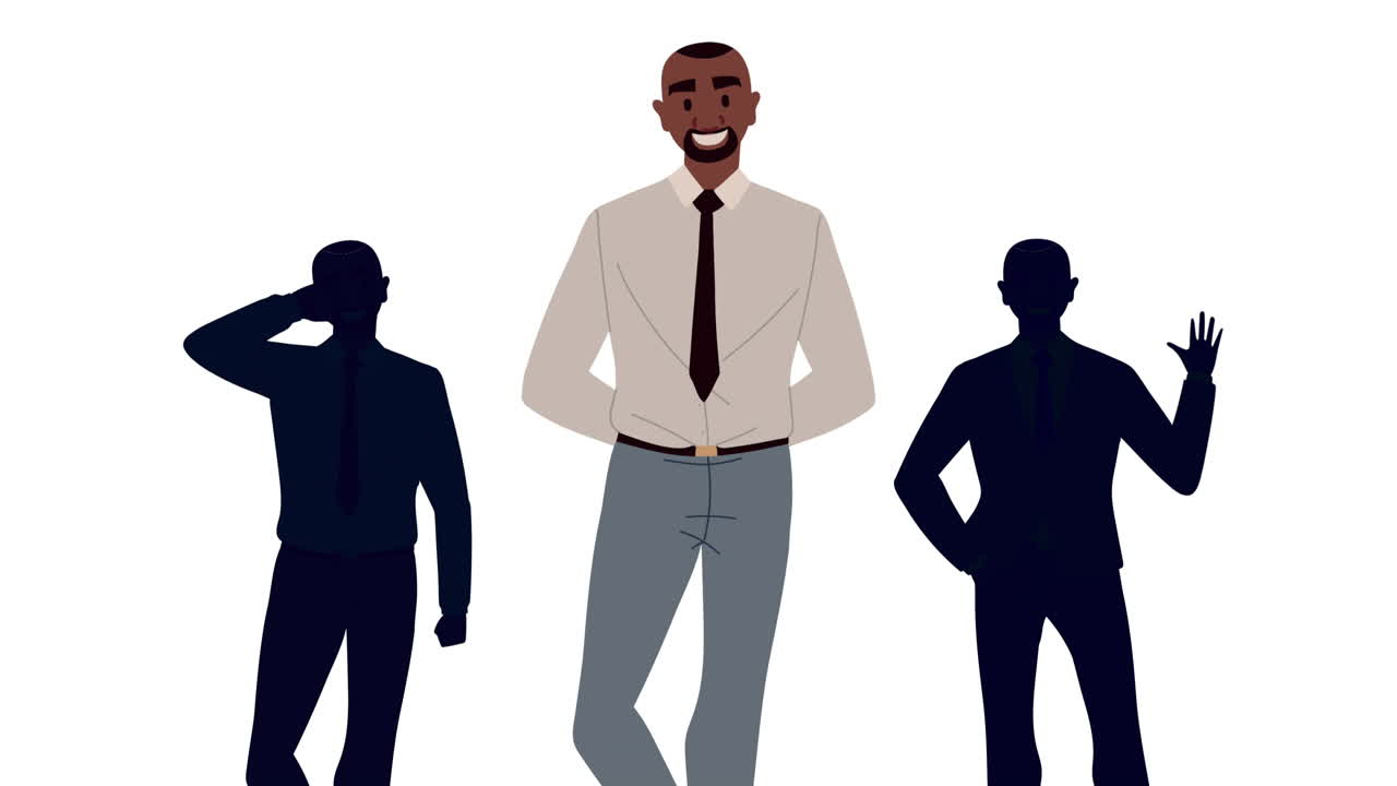 사람의 실루을 가진 아프로 사업가