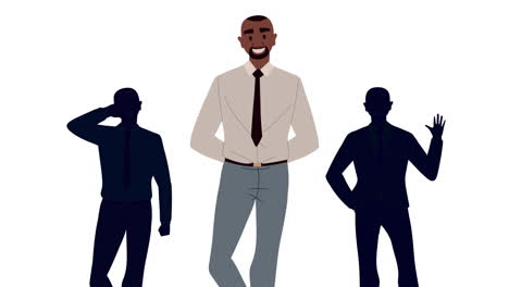 hombre de negocios afro con siluetas de personas