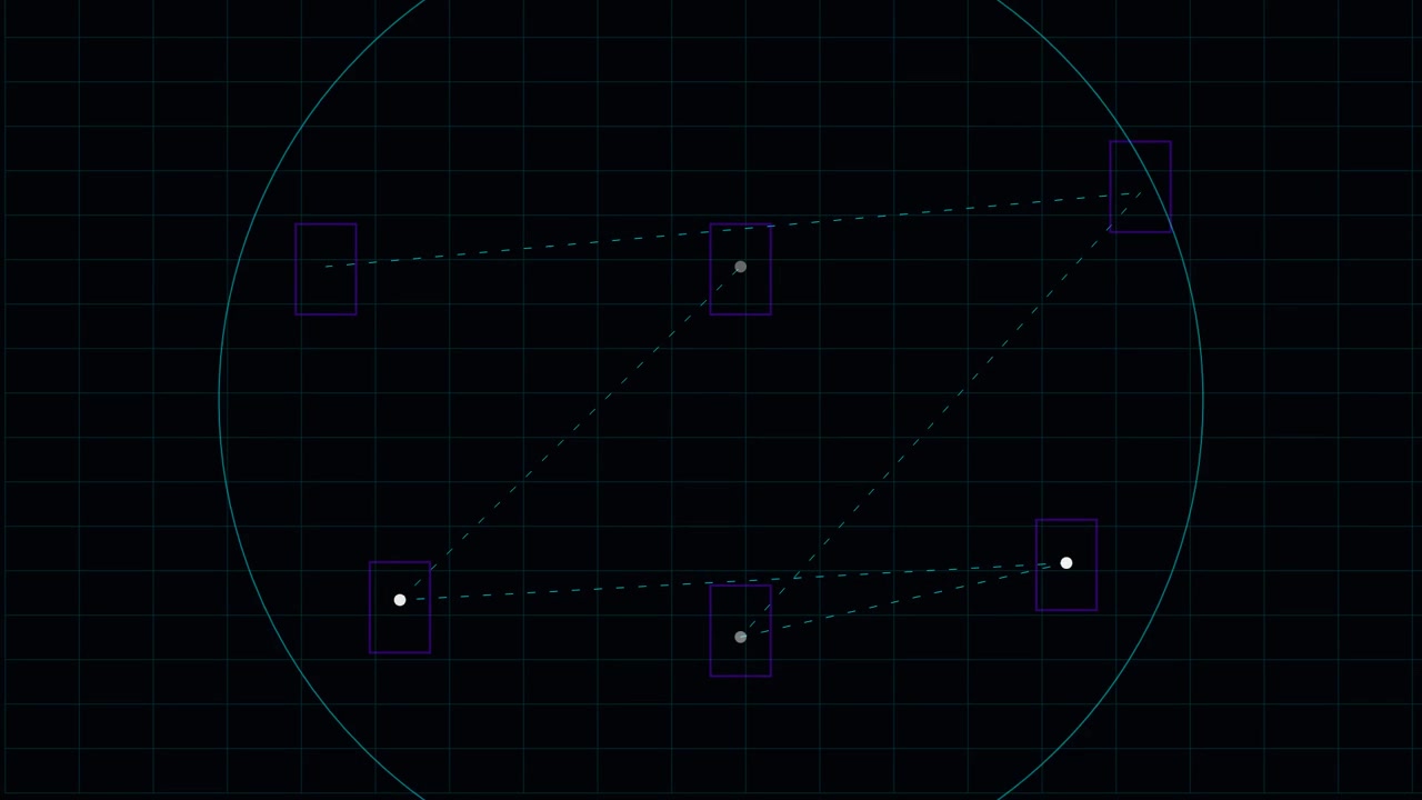 Abstract Digital Network Animation with Expanding Circle and Connecting Nodes