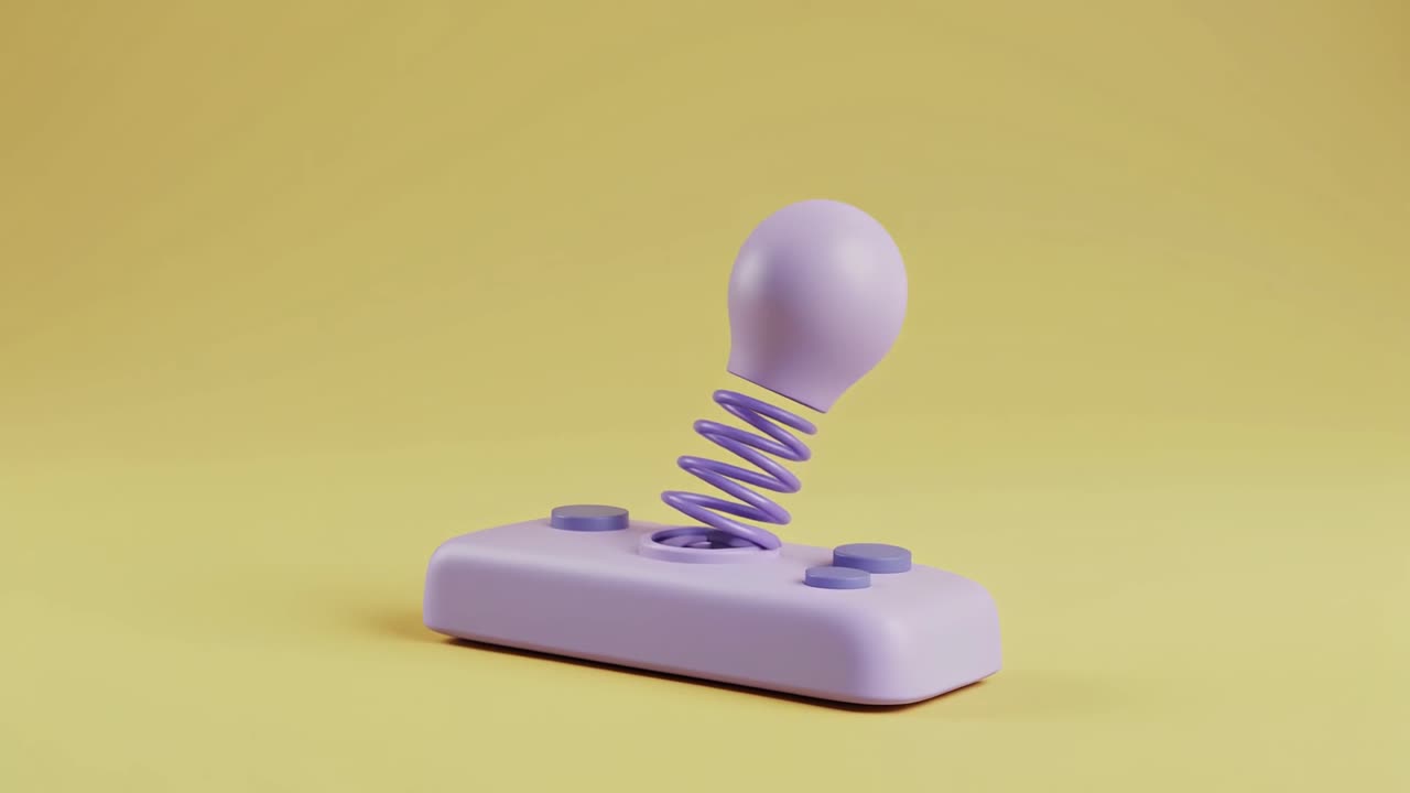 Lampadina Viola che Rimbalza su Molla da Controller di Gioco