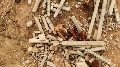 construction debris on dirt