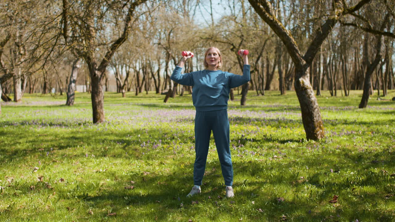Woman training in the forest