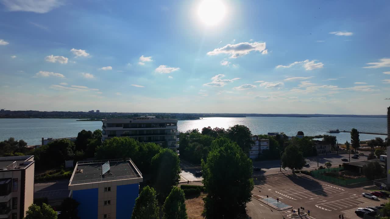 마마이아 루마니아 여름 해변 휴양지 블랙 시, 드론 뷰