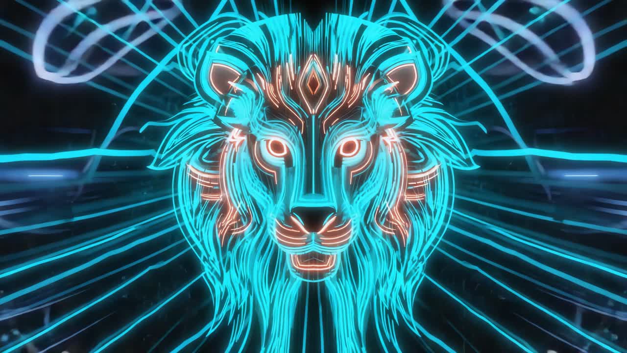Neonløve Geometrisk illustration