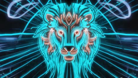 Neon Lion Geometric Illustration