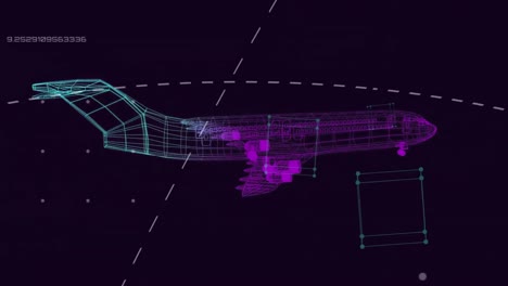 animation of 3d technical drawing of model of aeroplane