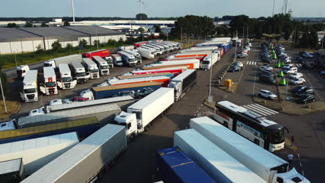 trucks and vehicles at a truck stop