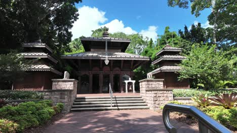 approaching a nepalese pagoda in brisbane's southbank in australia