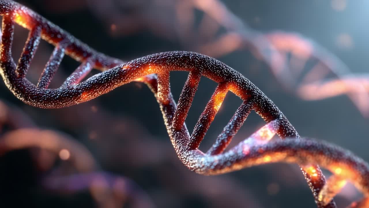 A Stunning Visual Exploration of DNA Helices Unfolding in a Luminous Digital Environment, Showcasing the Intricacies of Genetic Structures and Their Significance