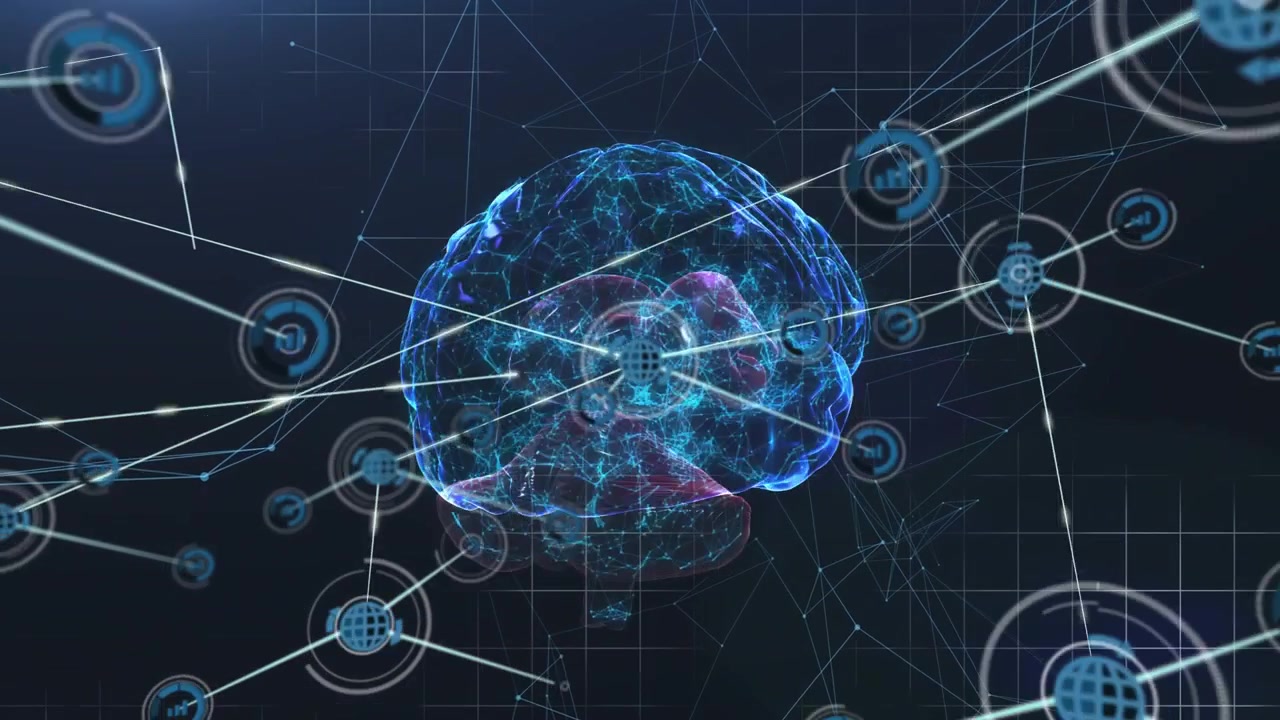 Central hub appearing, nodes launching from edges, attaching to holo brain, building live network