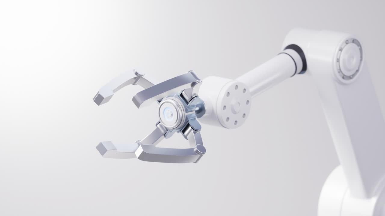 brazo mecánico con fondo blanco, renderización en 3d.