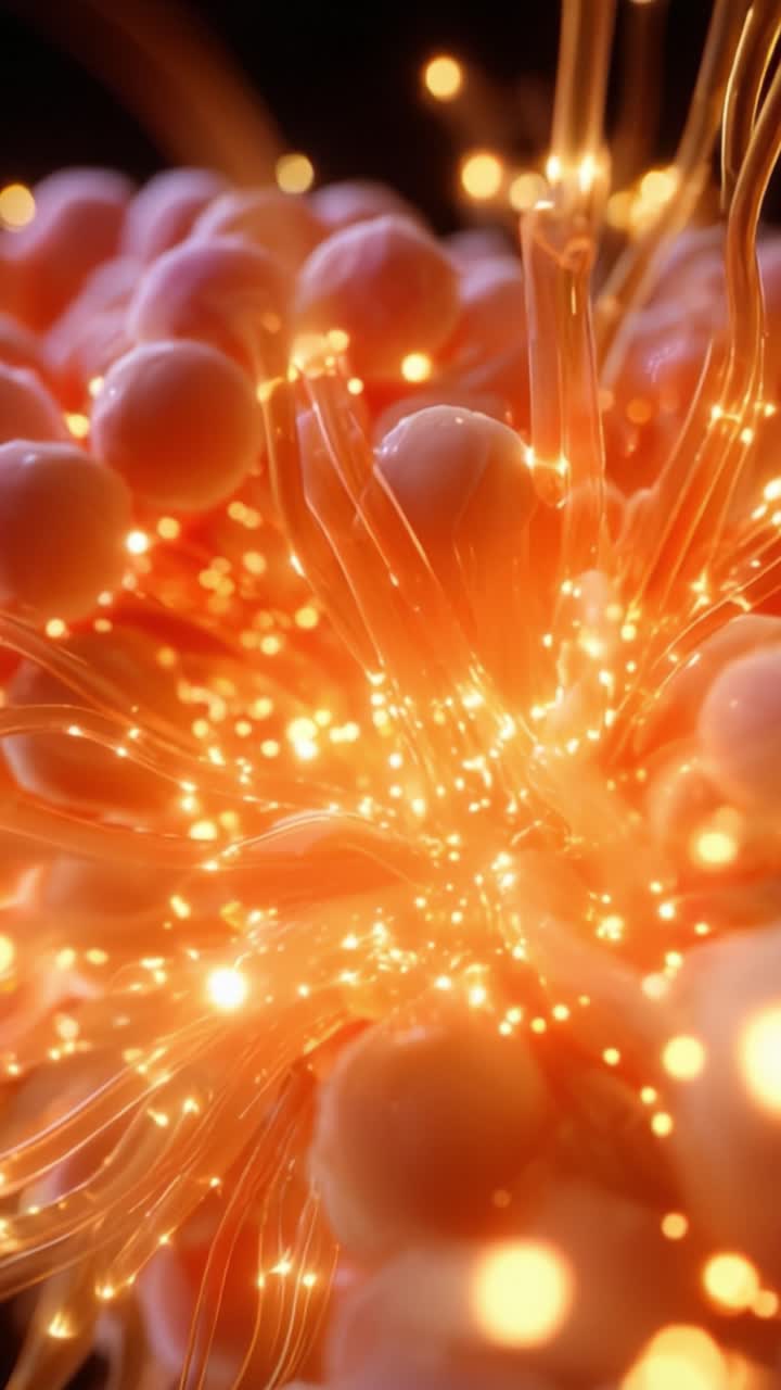 Una rappresentazione intricata di una struttura astratta luminosa, che mostra colori vivaci e forme organiche, evocando un senso di meraviglia ed esplorazione in un mondo microcosmico