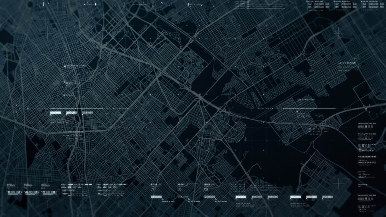 interfaz de usuario gráfica de movimiento futurista pantalla de visualización frontal con datos digitales pantalla de información de telemetría del mapa de la ciudad para la pantalla de visualización de escritorio de la computadora de fondo digital