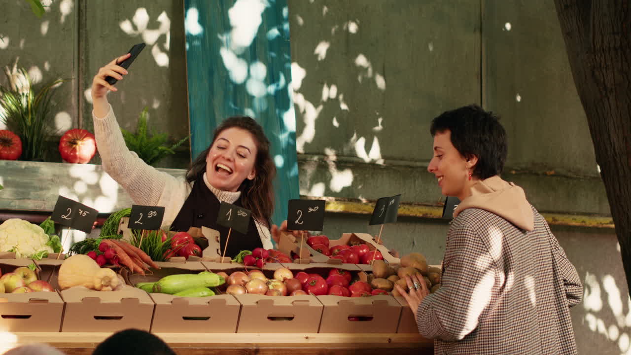 People buying fruits and vegetables at outdoor market