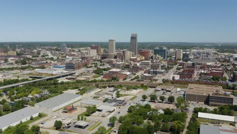 omaha, nebraska skyline on hot summer day