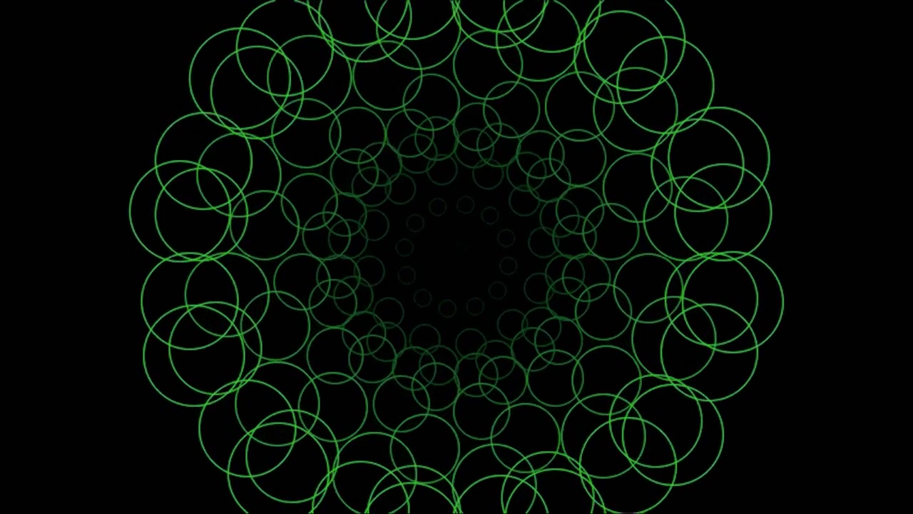 Abstract Green Circles Expanding and Contracting in a Radial Pattern