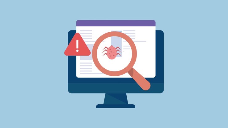 Animated Computer Monitor Detecting a Digital Virus