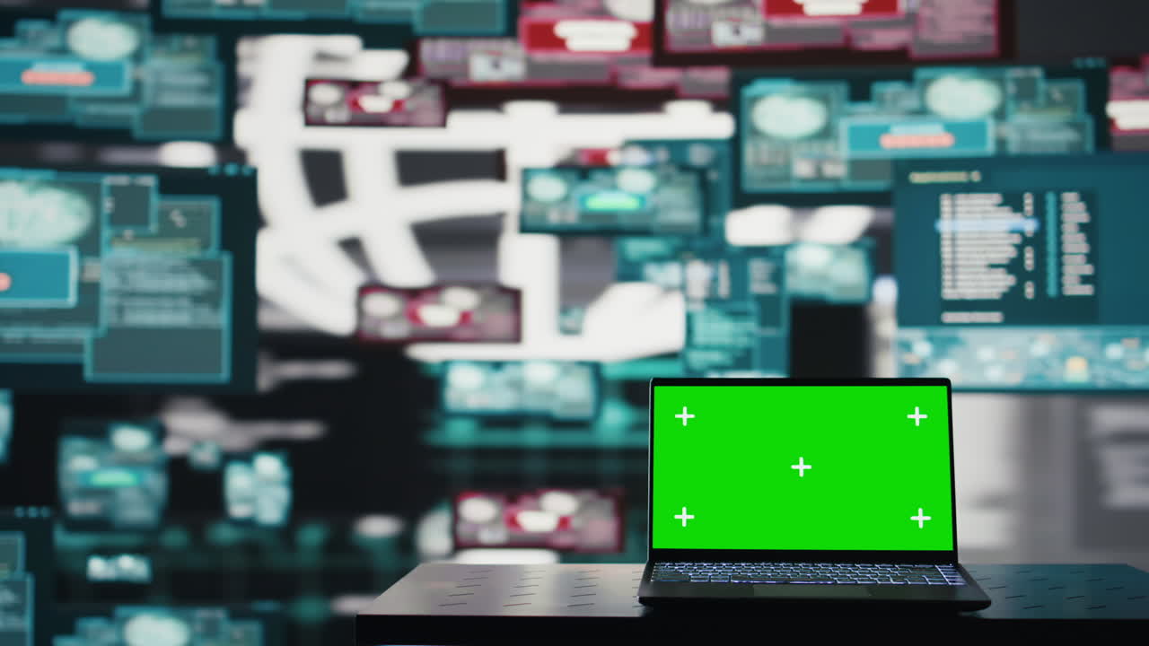 Spazio vuoto con schermo mockup su PC utilizzato per avviare un'intrusione informatica.