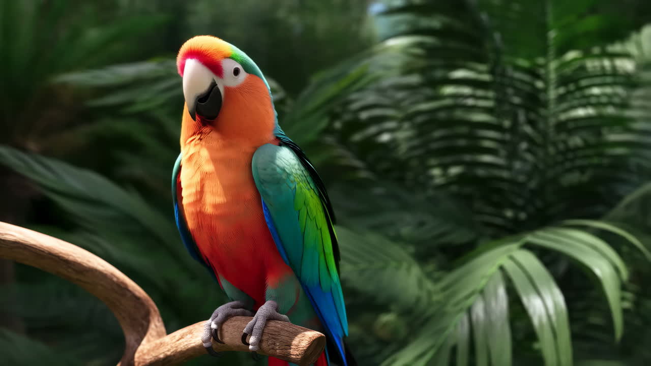 Colorful Parrot in a Tropical Forest