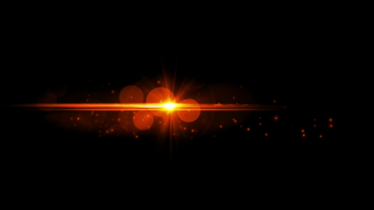 Realistisk orange lys-lens flare isoleret på sort baggrund