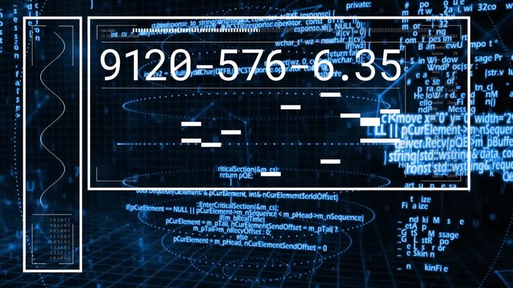 Pannello HUD centrale che aggiorna gli ID ogni secondo, barre bianche che si spostano, ripresa panoramica, visualizzazione della telemetria