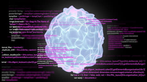 animation of globe of connections and data processing over black background