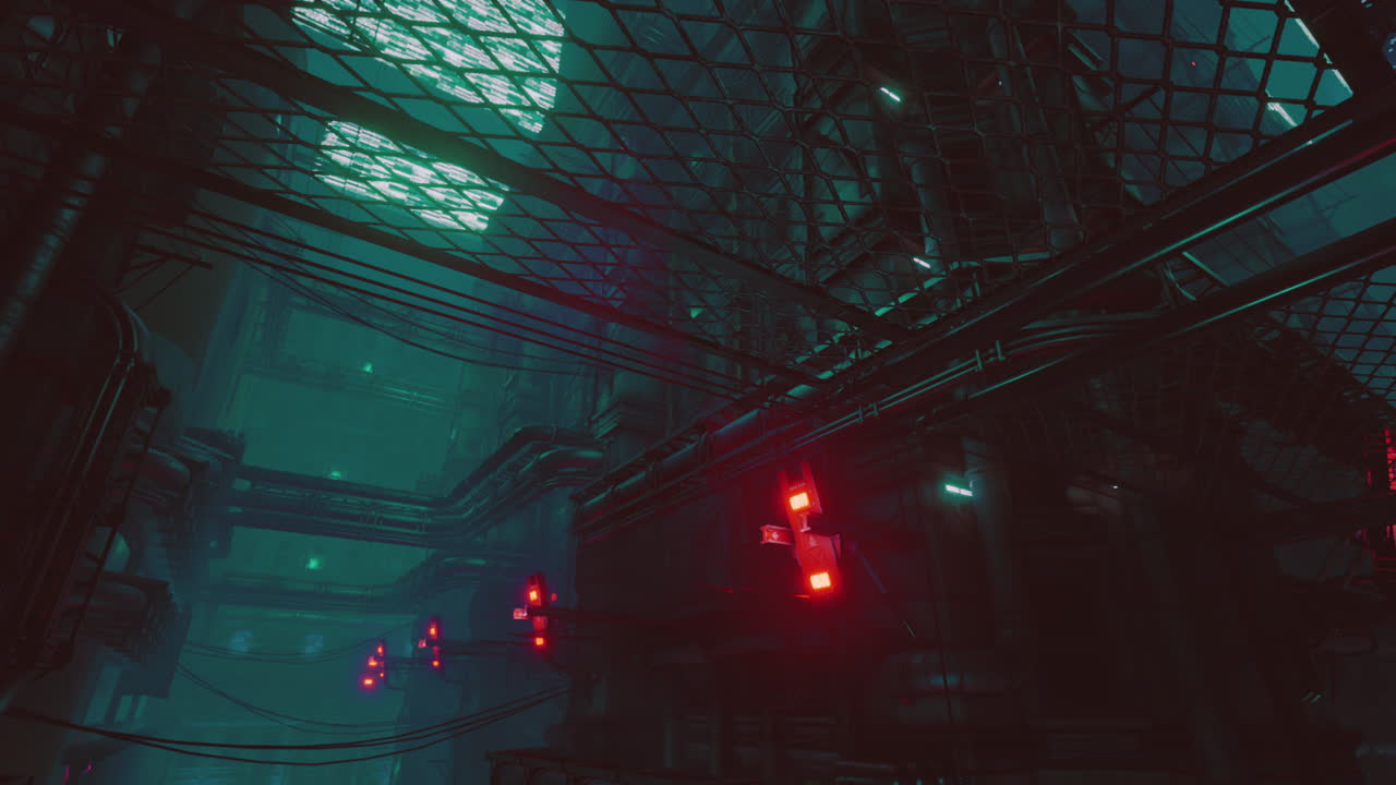 미래 과학 소설 도시의 네온 불빛